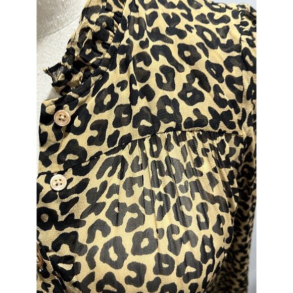 Sea New York Lottie Chiffon Animal Print Drawstring Long Sleeve Tassel Dress 4 - Picture 13 of 16